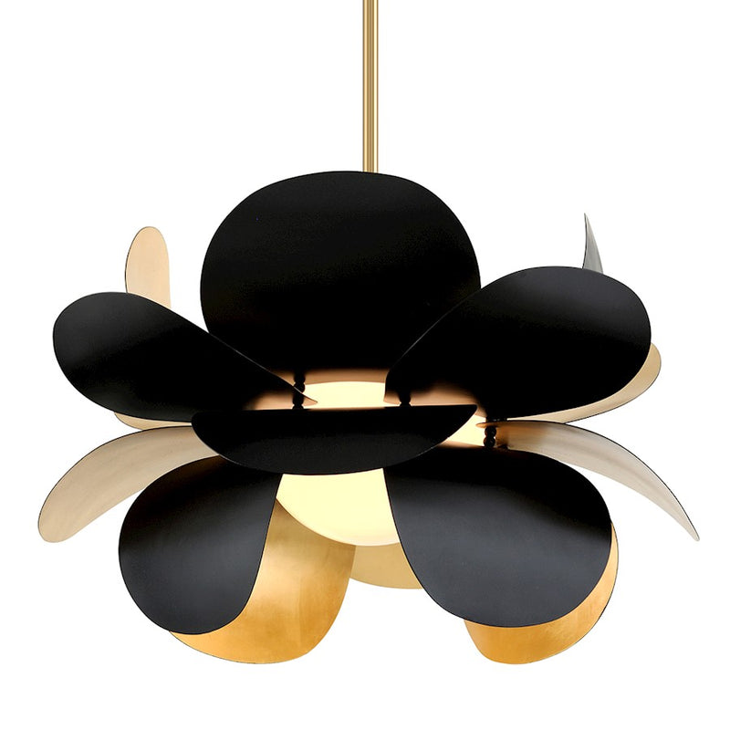 Corbett Lighting Ginger 1 Light Chandelier, Gold/Black/Opal