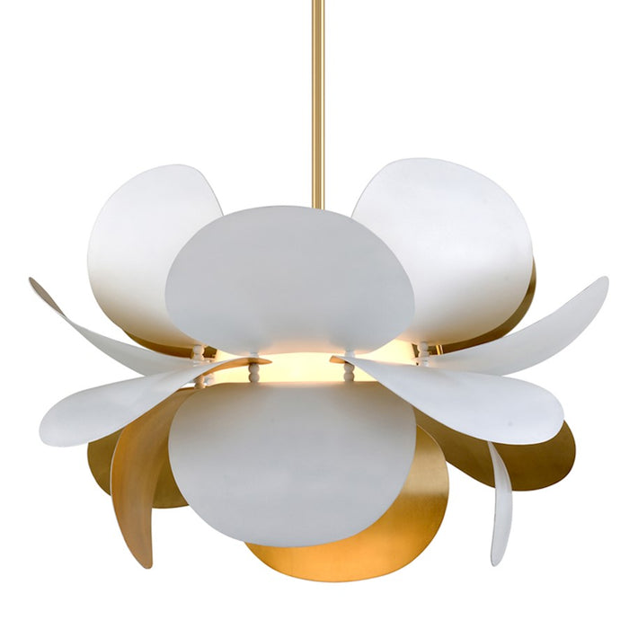 Corbett Lighting Ginger 1 Light Chandelier, White/Gold/Opal White