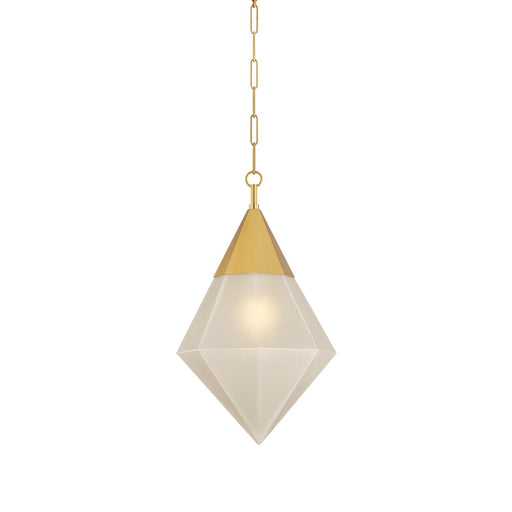 Corbett Lighting Angelique 16in 1-Light Pendant | Glam Vintage Polished Brass and Champagne Seeded Glass | Kitchen Island & Dining | Model 383-16-VPB