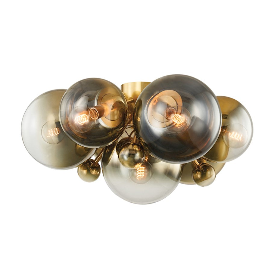 Corbett Lting Kyoto 7 Lt Flush Mount, Brass/Clear/Plated Ombre