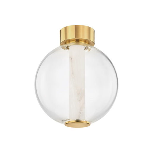 Corbett Lighting Pietra 1 Light Flush Mount, Vintage Brass/White