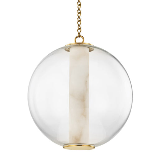 Corbett Lighting Pietra 1 Light Pendant, Vintage Brass/White