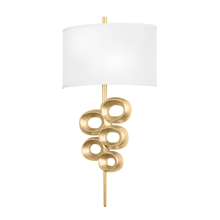 Corbett Lighting Tourmaline 2 Light Wall Sconce, Gold Leaf/White