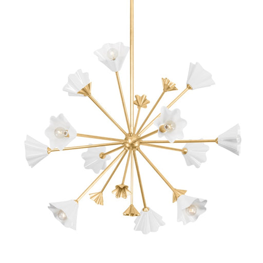 Corbett Lighting Julieta Chandelier, Vintage Gold Leaf/White