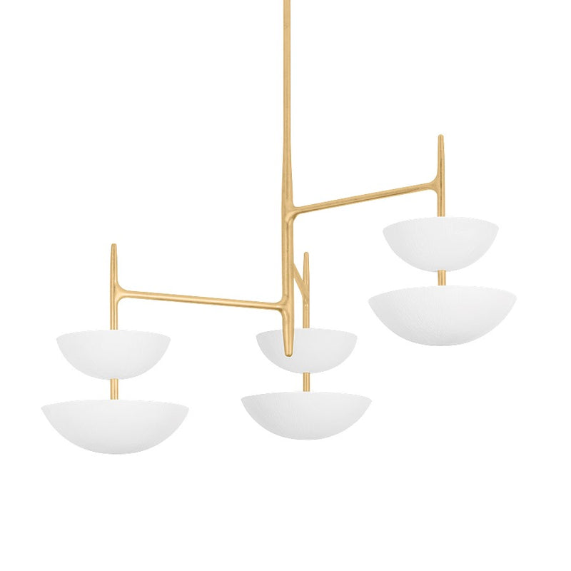 Corbett Lighting Evander 6Lt Chandelier, Gold Leaf/Gesso White