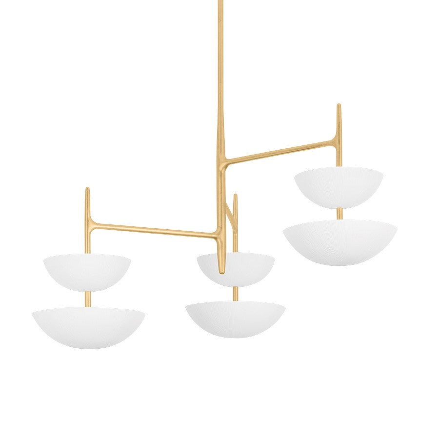 Corbett Lighting Evander 6Lt Chandelier, Gold Leaf/Gesso White - 477-42-VGL-GSW