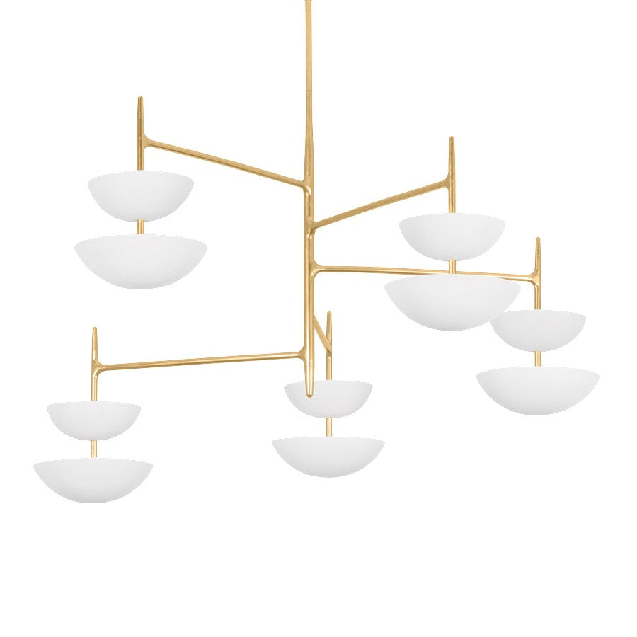 Corbett Lighting Evander 10Lt Chandelier, Gold Leaf/Gesso White - 477-55-VGL-GSW