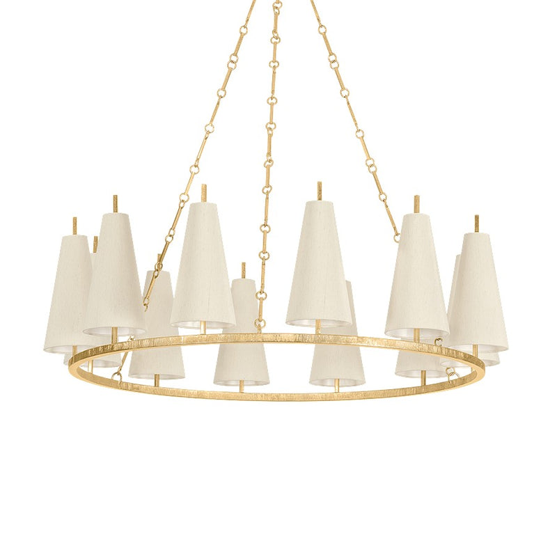 Corbett Lighting Tirana 12 Light Chandelier, Gold Leaf/Raw Silk