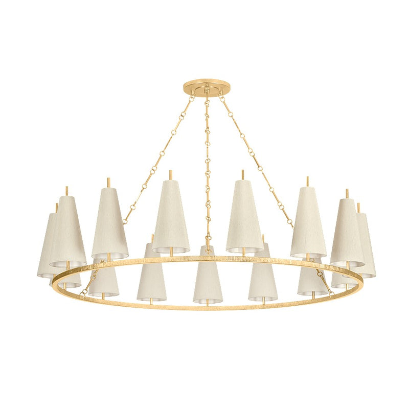 Corbett Lighting Tirana 15 Light Chandelier, Gold Leaf/Raw Silk