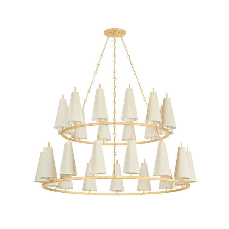 Corbett Lighting Tirana 27 Light Chandelier, Gold Leaf/Raw Silk