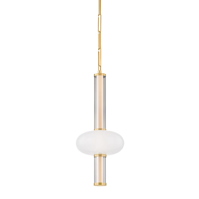 Corbett Lighting Corbin 1 Light Pendant, Brass/Clear Inside Etched