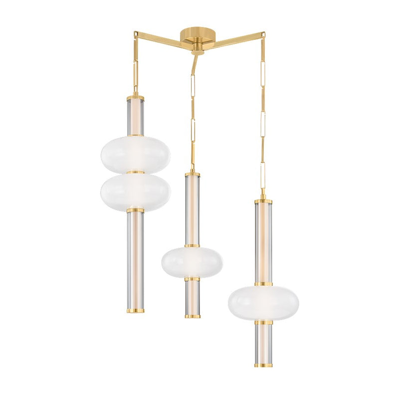 Corbett Lighting Corbin 3Lt Chandelier, Brass/Clear Inside Etched