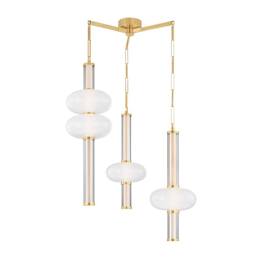 Corbett Lighting Corbin 3Lt Chandelier, Brass/Clear Inside Etched - 482-37-VB