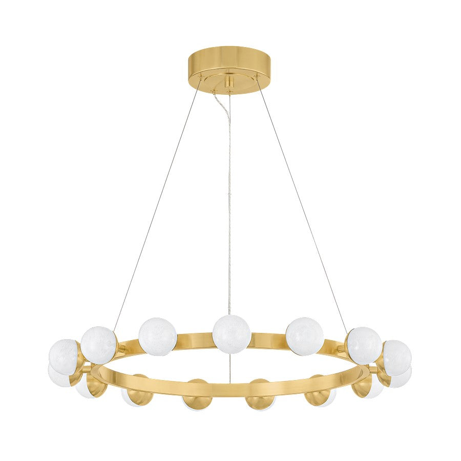 Corbett Lighting Linus 15 Light Chandelier, Brass/Cloud - 484-30-VB