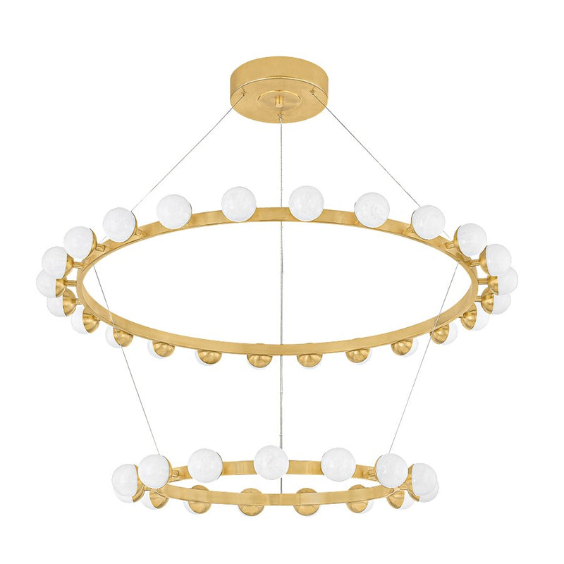 Corbett Lighting Linus 39 Light Chandelier, Brass/Cloud