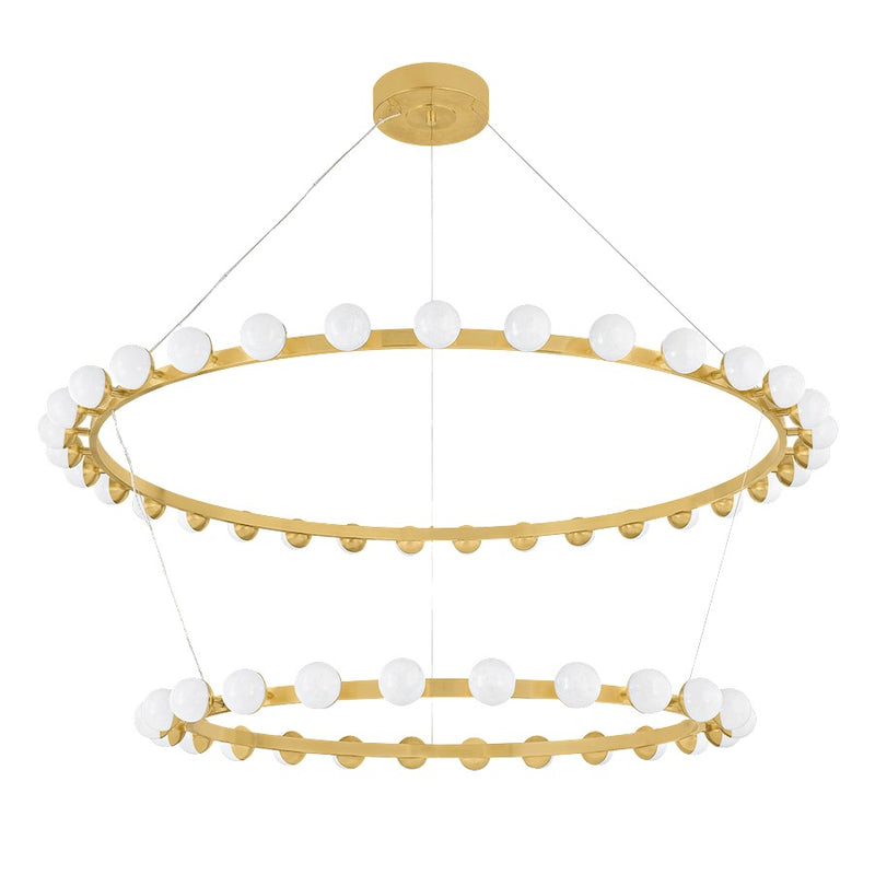 Corbett Lighting Linus 57 Light Chandelier, Brass/Cloud
