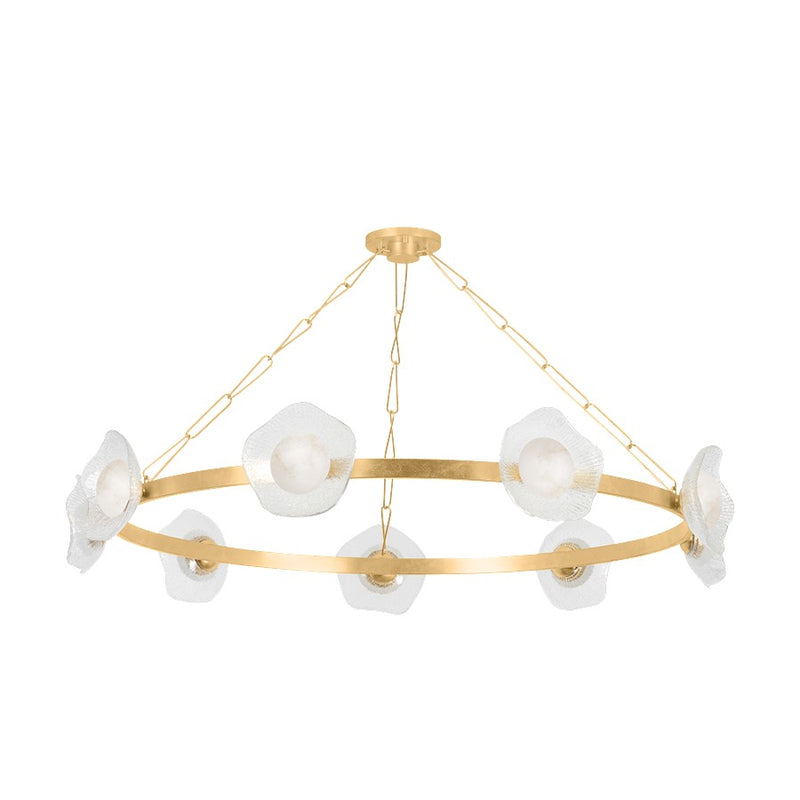 Corbett Lighting Almandine 9 Light Chandelier, Gold Leaf/Alabaster