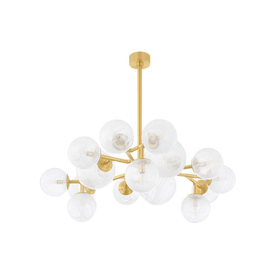 Corbett Lighting Glasgow 15 Light Chandelier, Brass/Remolino Blanco - 488-47-VPB