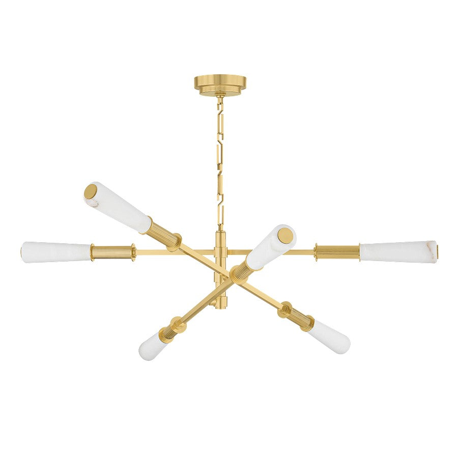 Corbett Lighting Dashiell 6 Light 48" Chandelier, Brass/Alabaster - 490-48-VPB