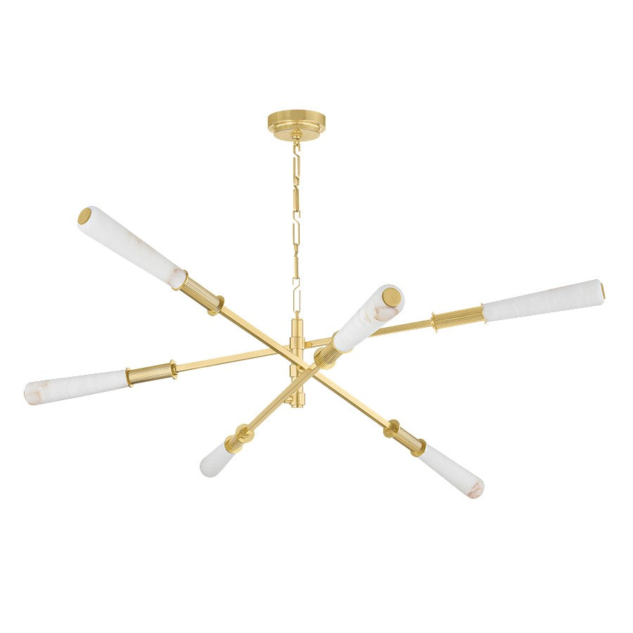 Corbett Lighting Dashiell 6 Light 60" Chandelier, Brass/Alabaster - 490-60-VPB