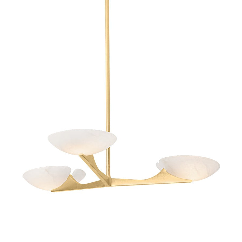 Corbett Lighting Malachite 3 Light Chandelier, Gold Leaf/Alabaster