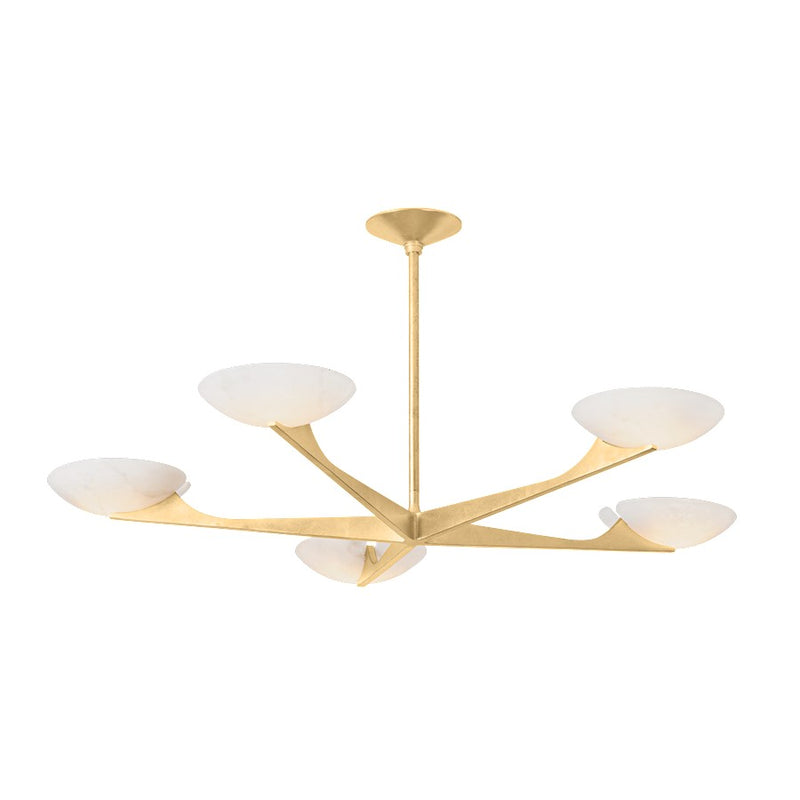 Corbett Lighting Malachite 5 Light Chandelier, Gold Leaf/Alabaster