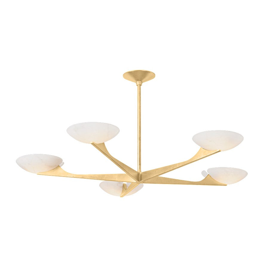 Corbett Lighting Malachite 5 Light Chandelier, Gold Leaf/Alabaster - 492-52-VGL