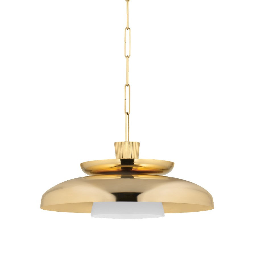 Corbett Lighting Ravenna 1 Light 22" Pendant, Brass/Opal Glossy - 493-22-VB