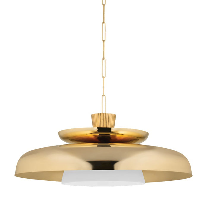 Corbett Lighting Ravenna 1 Light 34" Pendant, Brass/Opal Glossy - 493-34-VB