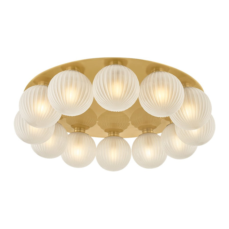 Corbett Lighting Vernazza 12Lt Flush Mount, Brass/Clear Etched