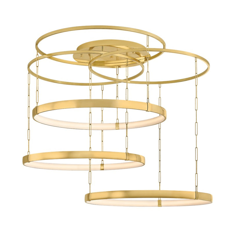 Corbett Lighting Chiasso 3Lt 56" Chandelier, Polished Brass/White