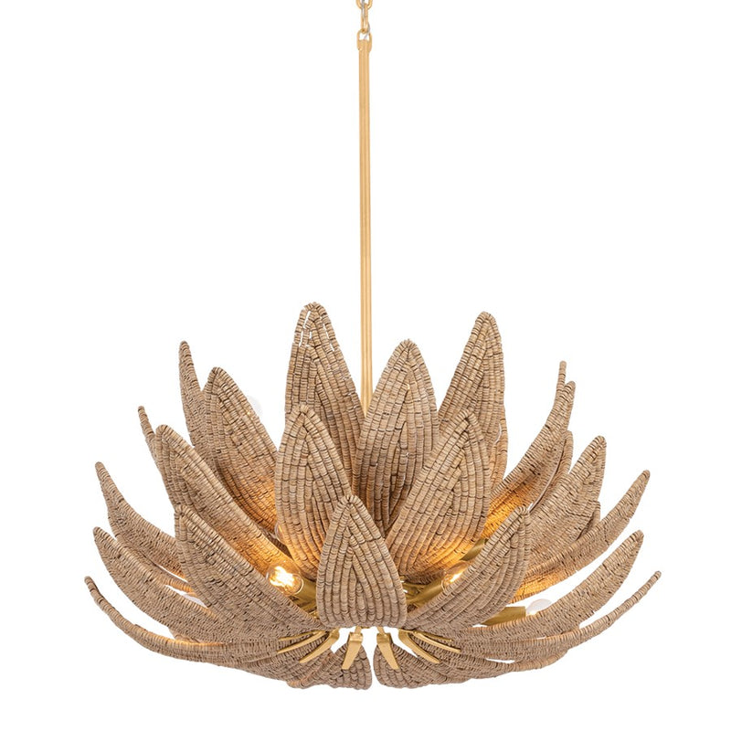 Corbett Lighting Varanasi 14Lt Chandelier, Gold Leaf/Coco Beads