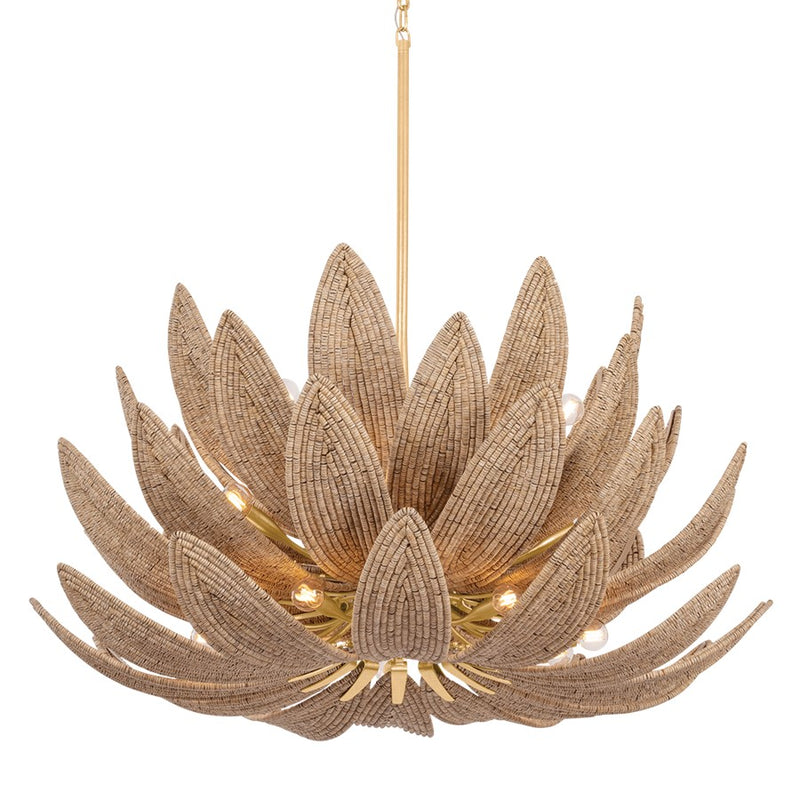Corbett Lighting Varanasi 28Lt Chandelier, Gold Leaf/Coco Beads