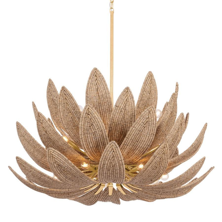 Corbett Lighting Varanasi 28Lt Chandelier, Gold Leaf/Coco Beads - 539-42-VGL