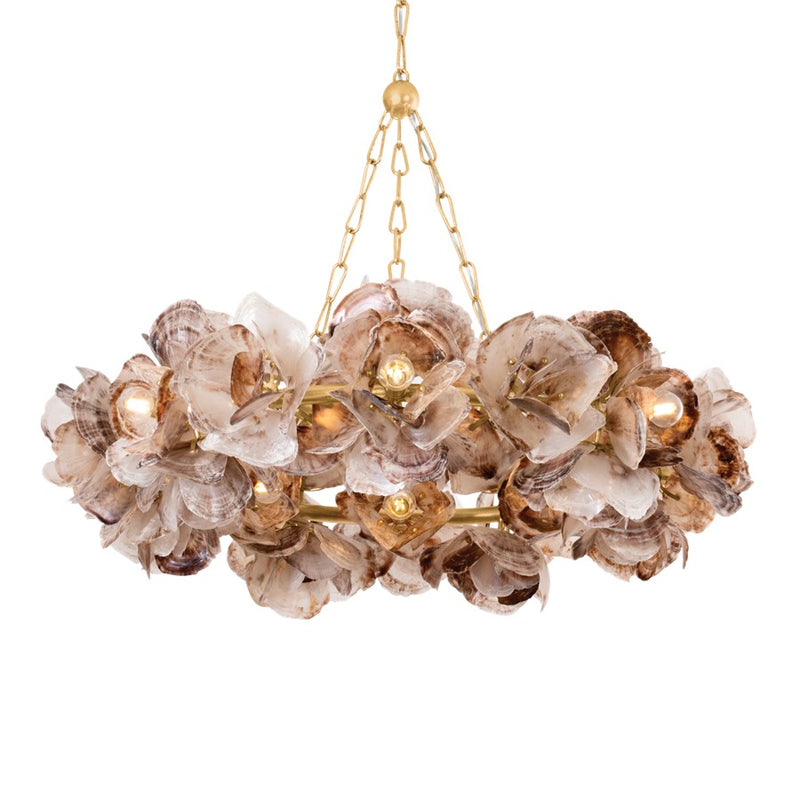 Corbett Lighting Galle 14Lt Chandelier, Gold Leaf/Oyster Shell