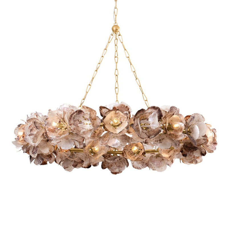 Corbett Lighting Galle 20Lt Chandelier, Gold Leaf/Oyster Shell