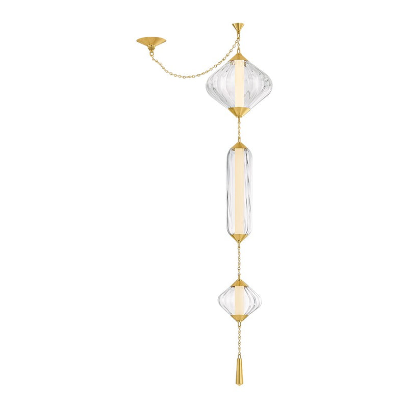 Corbett Lighting Fiorello 3Lt Pendant, Polished Brass/Clear Optic