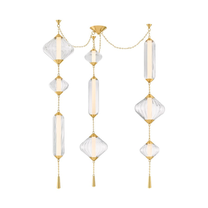 Corbett Lighting Fiorello 9Lt Chandelier, Brass/Clear Optic