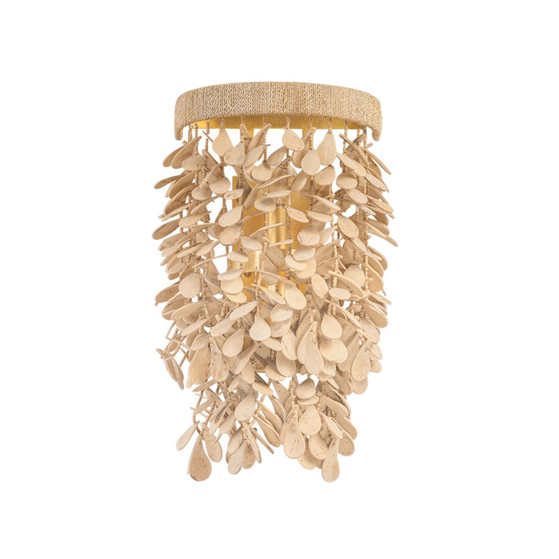 Corbett Lighting Naxos 2Lt Wall Sconce, Gold Leaf/Coco Shell