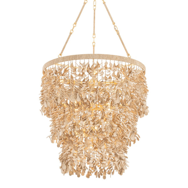 Corbett Lighting Naxos 12Lt Chandelier, Gold Leaf/Coco Shell