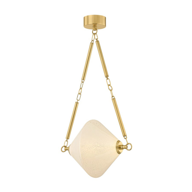 Corbett Lighting Solara 1Lt Pendant, Polished Brass/Seeded Cloud