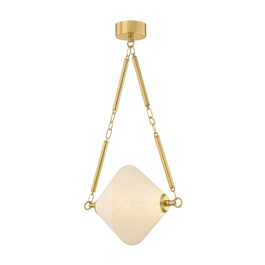 Corbett Lighting Solara 1Lt Pendant, Polished Brass/Seeded Cloud - 555-17-VPB