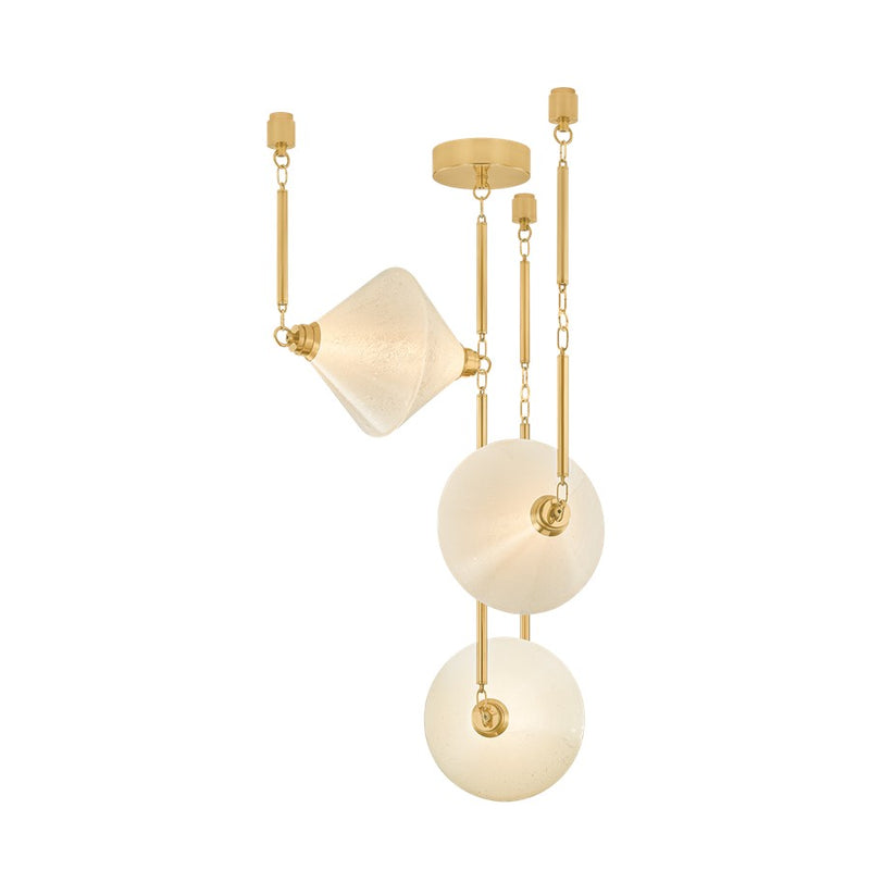 Corbett Lighting Solara 3Lt Chandelier, Polished Brass/Seeded Cloud