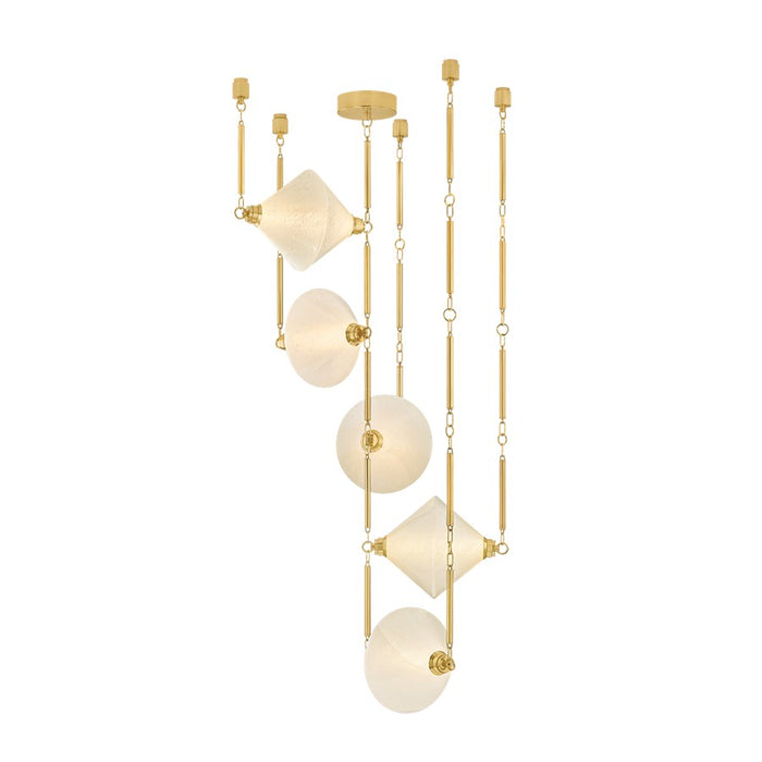 Corbett Lighting Solara 5Lt Chandelier, Polished Brass/Seeded Cloud - 555-33-VPB