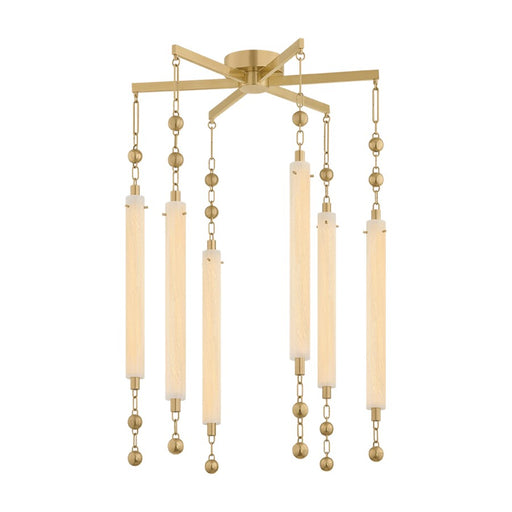 Corbett Parigi 6 Light Chandelier, Vintage Brass/Clear Cloud Seeded