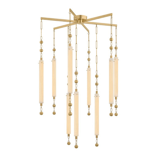 Corbett Parigi 9 Light Chandelier, Vintage Brass/Clear Cloud Seeded