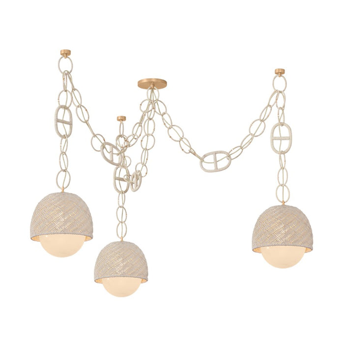 Corbett Lighting Piasu 3 Light Chandelier, Champagne Leaf/Cloud