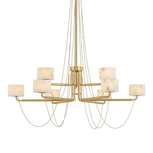 Corbett Lighting Bunda 9 Light Chandelier, Vintage Brass/Alabaster