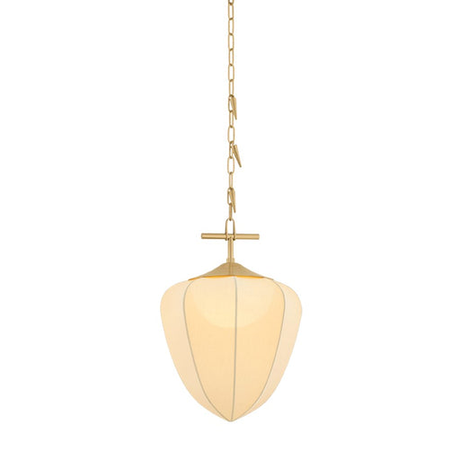 Corbett Lighting Hoshi 1 Light 15" Pendant, Vintage Brass/Silk