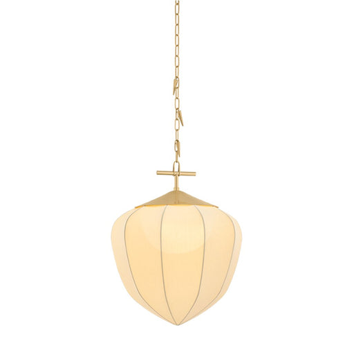 Corbett Lighting Hoshi 1 Light 21" Pendant, Vintage Brass/Silk